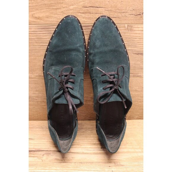 Freda Salvador women's suede leather pointed D'Orsay studded Oxford shoes - Picture 12 of 15